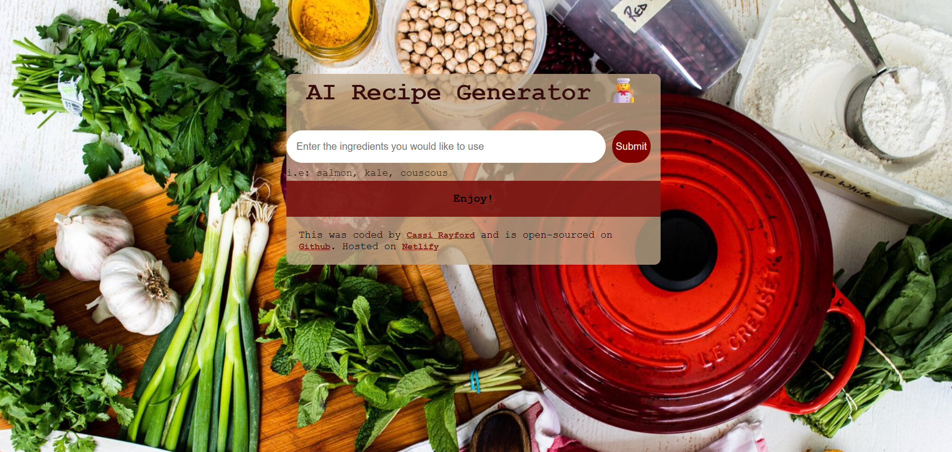 recipe generator preview
